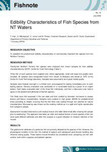 Edibility Characteristics of NT Fish Species (DPIFM_NT)