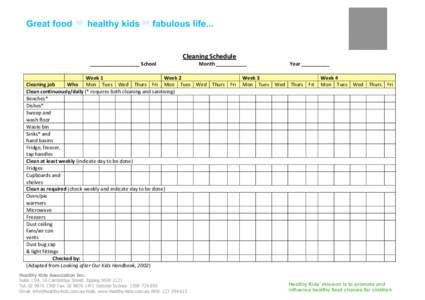 Microsoft Word - Cleaning Schedule 2012.doc