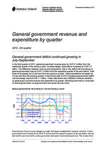 Government Finance[removed]General government revenue and expenditure by quarter 2012, 3rd quarter