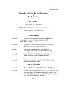Revised[removed]Bylaws for the Senior Tar Heel Legislature of North Carolina Article I: Name