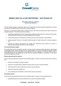 Microsoft Word - Mining and Oil & Gas Reporting - ASX Shake Up Nove