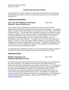 Environmental design / Environmental impact assessment / Sustainable development / Newfoundland and Labrador / Transport in Canada / Labrador / Prediction / Tshiuetin Rail Transportation / Ore / Economic geology / Environment / Impact assessment