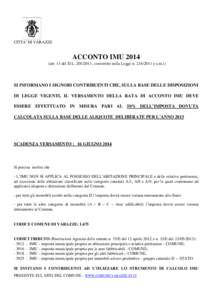 acconto[removed]foglio informativo - 15 maggio 2014