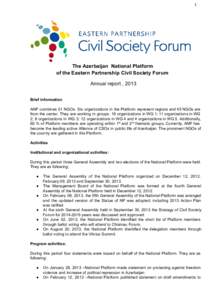 1  The Azerbaijan  National Platform of the Eastern Partnership Civil Society Forum Annual report , 2013 Brief information