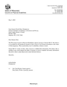 Council testimony on 2003 Senate Bill 27