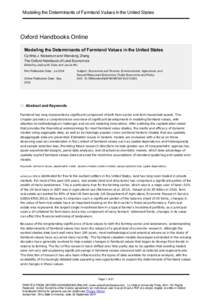 Modeling the Determinants of Farmland Values in the United States  Oxford	Handbooks	Online Modeling	the	Determinants	of	Farmland	Values	in	the	United	States Cynthia	J.	Nickerson	and	Wendong	Zhang The	Oxford	Handbook	of	L