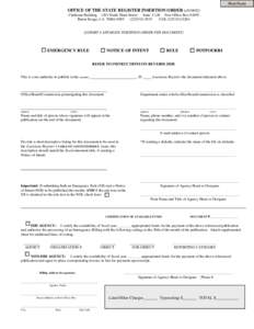 Print Form  OFFICE OF THE STATE REGISTER INSERTION ORDER (eff[removed]Claiborne Building 1201 North Third Street Suite[removed]Post Office Box[removed]Baton Rouge, LA[removed]