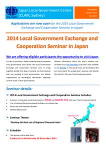 Japan Local Government Centre (CLAIR, Sydney) Newsletter Special Issue July 2014