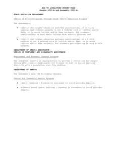 AID TO LOCALITIES BUDGET BILL (Senate 6353-A and Assembly 8553-A) STATE EDUCATION DEPARTMENT Office of Prekindergarten Through Grade Twelve Education Program The amendments: •