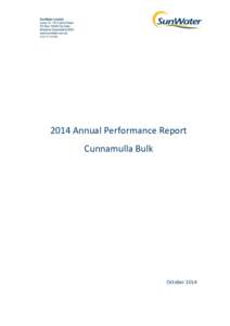 2014 Annual Performance Report Cunnamulla Bulk October 2014  Table of Contents