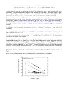 RECOMMENDATIONS FOR LETTING DOWN NANOTUBE MASTERBATCHES  As-made nanotubes intertwine into agglomerates that are difficult to disperse. In order to insure consistent, high quality performance, Hyperion performs the initi