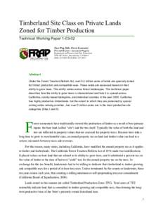 Timberland Site Class on Private Lands Zoned for Timber Production