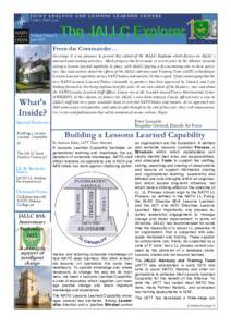 JOINT ANALYSIS AND LESSONS LEARNED CENTRE LISBON, PORTUGAL Volume 3 Issue 2 June 2012