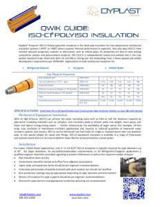 ® Dyplast® Products’ ISO-C1 Polyisocyanurate Insulation is the ideal pipe insulation for low-temperature mechanical insulation systems (-297F° to +300°) where superior thermal performance is expected. Not only does