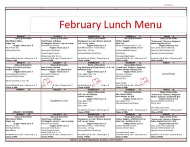 Middle  February Lunch Menu MONDAY  2