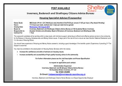 Advice / Citizens Advice Bureau / Inverness / Badenoch and Strathspey