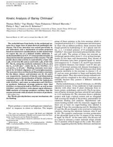 ARCHIVES OF BIOCHEMISTRY AND BIOPHYSICS  Vol. 344, No. 2, August 15, pp. 335–342, 1997 Article No. BB970225  Kinetic Analysis of Barley Chitinase1
