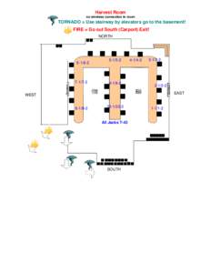 Harvest Room no wireless connection in room TORNADO = Use stairway by elevators go to the basement! FIRE = Go out South (Carport) Exit! NORTH