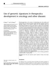 The Pharmacogenomics Journal[removed], 166–173 & 2006 Nature Publishing Group All rights reserved 1470-269X/06 $30.00 www.nature.com/tpj ORIGINAL ARTICLE