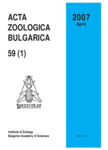 Acta zoologica bulgarica 2007 April