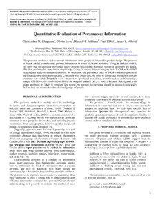 Reprinted with permission from Proceedings of the Human Factors and Ergonomics Society 52nd Annual Meeting. Copyright © 2008 by the Human Factors and Ergonomics Society. All rights reserved. Citation: Chapman, CN, Love, E, Milham, RP, ElRif, P, and Alford, JL[removed]Quantitative evaluation of