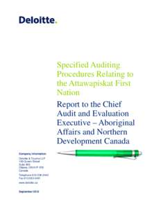 Specified Auditing Procedures Relating to the Attawapiskat First Nation Report to the Chief Audit and Evaluation