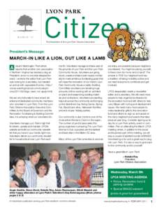 LYON PARK  MARCH ’11 Citizen The Newsletter of the Lyon Park Citizens Association