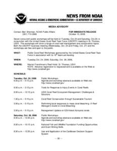 MEDIA ADVISORY Contact: Ben Sherman, NOAA Public Affairs[removed]FOR IMMEDIATE RELEASE October 10, 2006