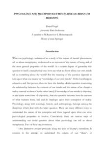 Natural philosophers / Philosophers of science / Mental processes / Neuropsychological assessment / Maine de Biran / Henri Bergson / Victor Cousin / Metaphysics / Philosophy of mind / Philosophy / Mind / Cognition