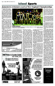 Page 12 / April 2, [removed]The Jamestown Press  Island Sports Jamestown swimmers excel at New England Championships By Stephanie Heelan Cotsonas Jamestown was well represented