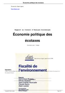 Économie politique des écotaxes Extrait du Alain Lipietz http://lipietz.net