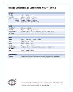 Técnica Sistemática de Cata de Vino WSET® - Nivel 2 ASPECTO Claridad claro – turbio