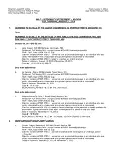 Chairman Joseph W. Mollica Deputy Commissioner Michael R. Milligan Chief Hearings Officer Joseph S. Plaia Director James M. Wilson Legal Assistant Nancy C. Shea