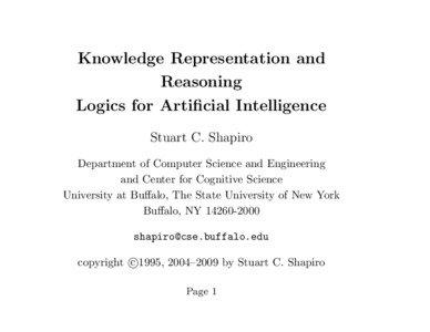 Knowledge Representation and Reasoning Logics for Artificial Intelligence