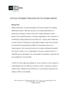 Microsoft Word - WADA Official Statement on Vrijman Report _2_.doc