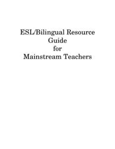 ESL/Bilingual Resource Guide for Mainstream Teachers  LANGUAGE ACQUISITION CHART