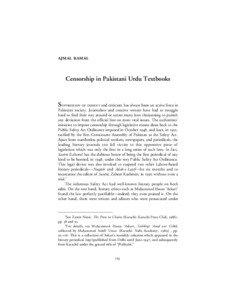    Censorship in Pakistani Urdu Textbooks