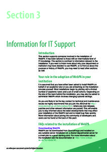 Section 3: Information for IT Support  WebPA ® Section 3 Information for IT Support