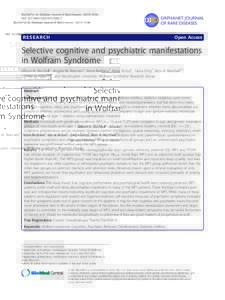 Selective cognitive and psychiatric manifestations in Wolfram Syndrome