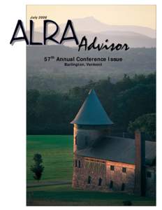 July[removed]Advisor 57th Annual Conference Issue Burlington, Vermont