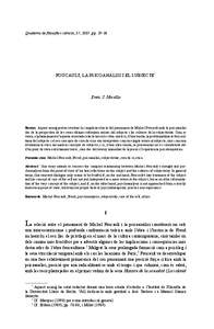 Quaderns de ﬁlosoﬁa i ciència, 37, 2007, pp[removed]FOUCAULT, LA PSICOANÀLISI I EL SUBJECTE*