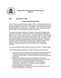 Municipalities of Puerto Rico / Vieques /  Puerto Rico / Environment / Military history of Puerto Rico / National Priorities List / Superfund / Roosevelt Roads Naval Station / United States Navy in Vieques /  Puerto Rico / Hazardous waste / United States Environmental Protection Agency / Puerto Rico