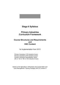 Stage 6 Syllabus Primary Industries