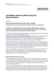 SWX Group and Deutsche Börse found “Alex” exchange