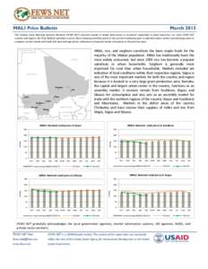 MALI Price Bulletin  March 2015 The Famine Early Warning Systems Network (FEWS NET) monitors trends in staple food prices in countries vulnerable to food insecurity. For each FEWS NET country and region, the Price Bullet