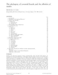 The phylogeny of varanoid lizards and the affinities of snakes M I C H A E L S. Y. L E E