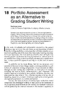  	Portfolio Assessment as an Alternative to Grading Student Writing Kathleen Jones