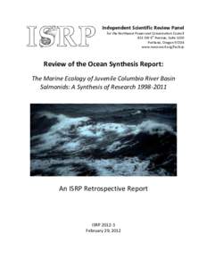 Independent Scientific Review Panel for the Northwest Power and Conservation Council 851 SW 6th Avenue, Suite 1100 Portland, Oregon[removed]www.nwcouncil.org/fw/isrp