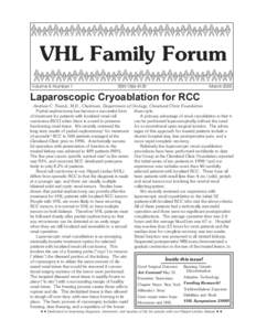 VHL Family Forum Volume 8, Number 1 ISSN[removed]March 2000