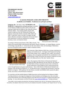 FOR IMMEDIATE RELEASE May 22, 2013 Contact: Mary Allison Haynie Alabama Folklife Association P: [removed]removed]